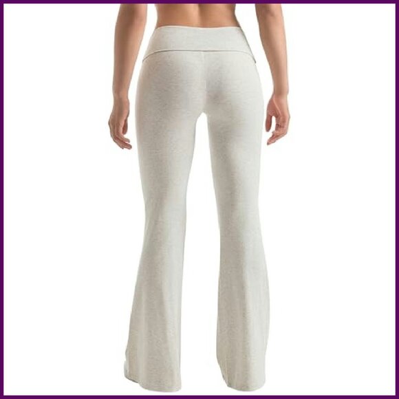 Women's Flare Leggings Fold Over Yoga Pants Cotton Blend Comfy - Picture 7 of 8